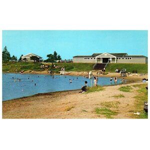 Postcard Chrome era Reid State Park Georgetown Maine Salt water Lagoon